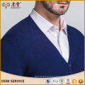 Merino lã V-colar cardigan suéter azul marinho para homem malha masculina